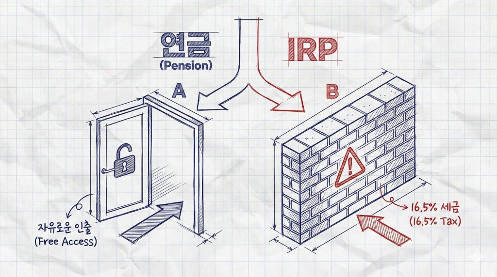 1. IRP 중도해지 시 발생하는 16.5% 기타소득세 경고 일러스트