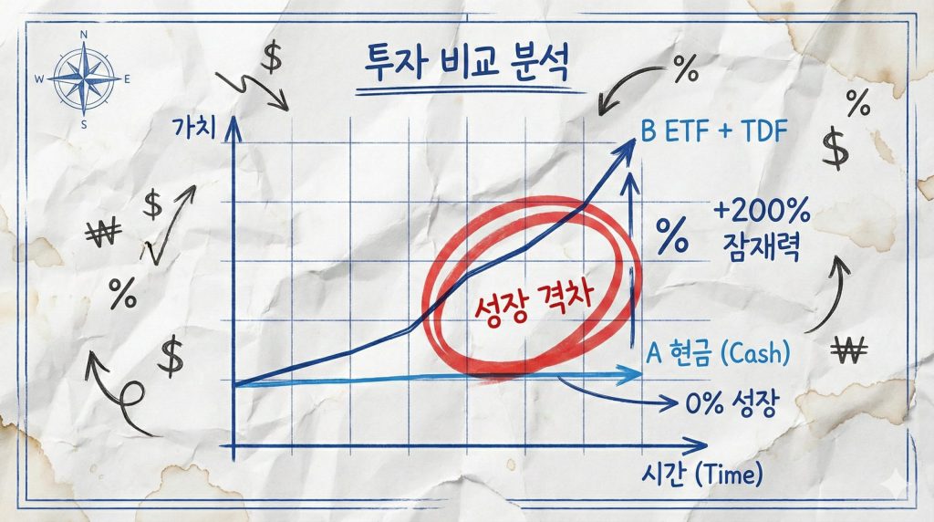 IRP 예금 vs TDF 수익률 비교 시뮬레이션 그래프