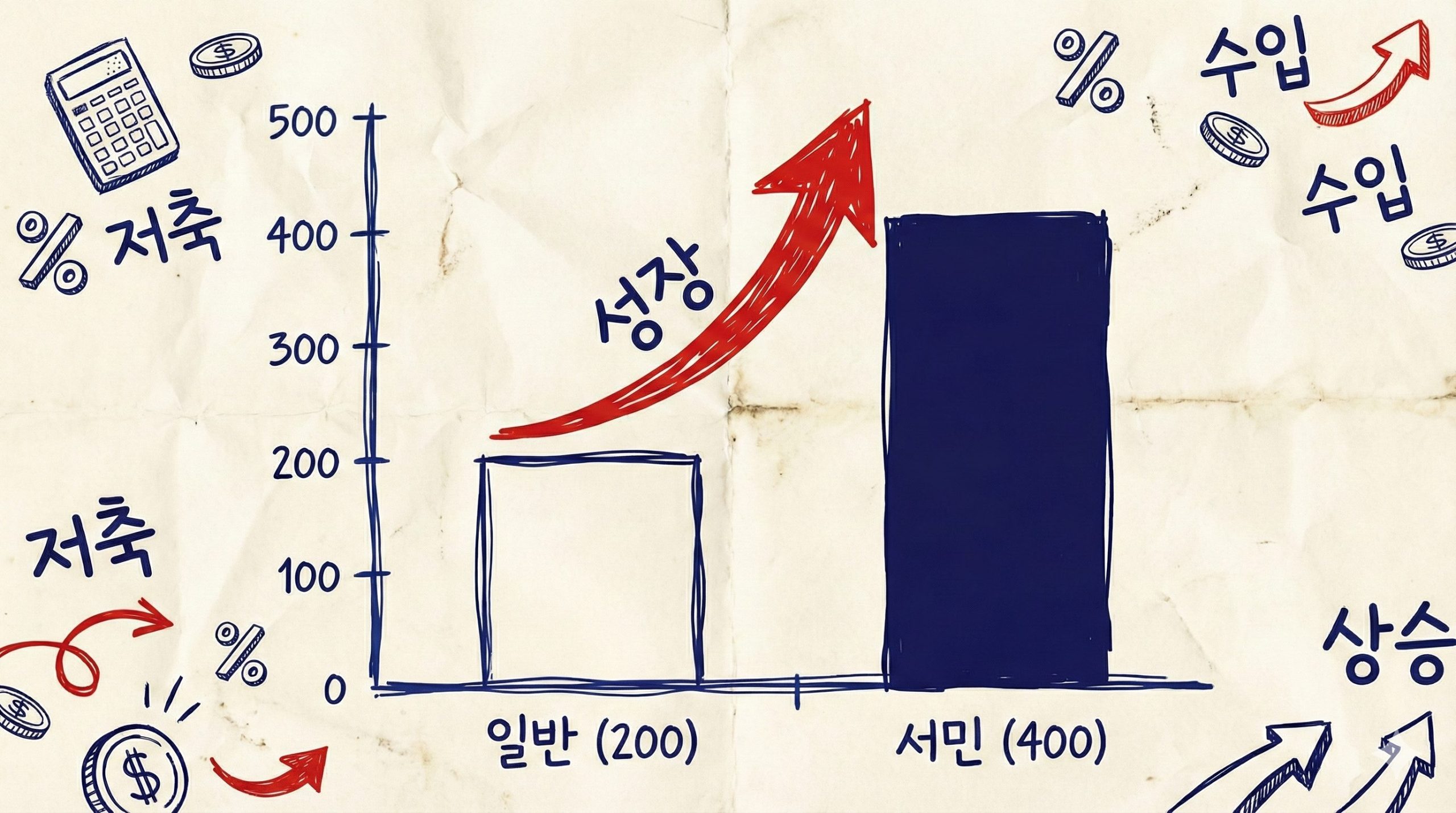 ISA 일반형과 서민형 비과세 한도 비교 그래프: 200만 원 대비 400만 원으로 2배 늘어난 막대 그래프